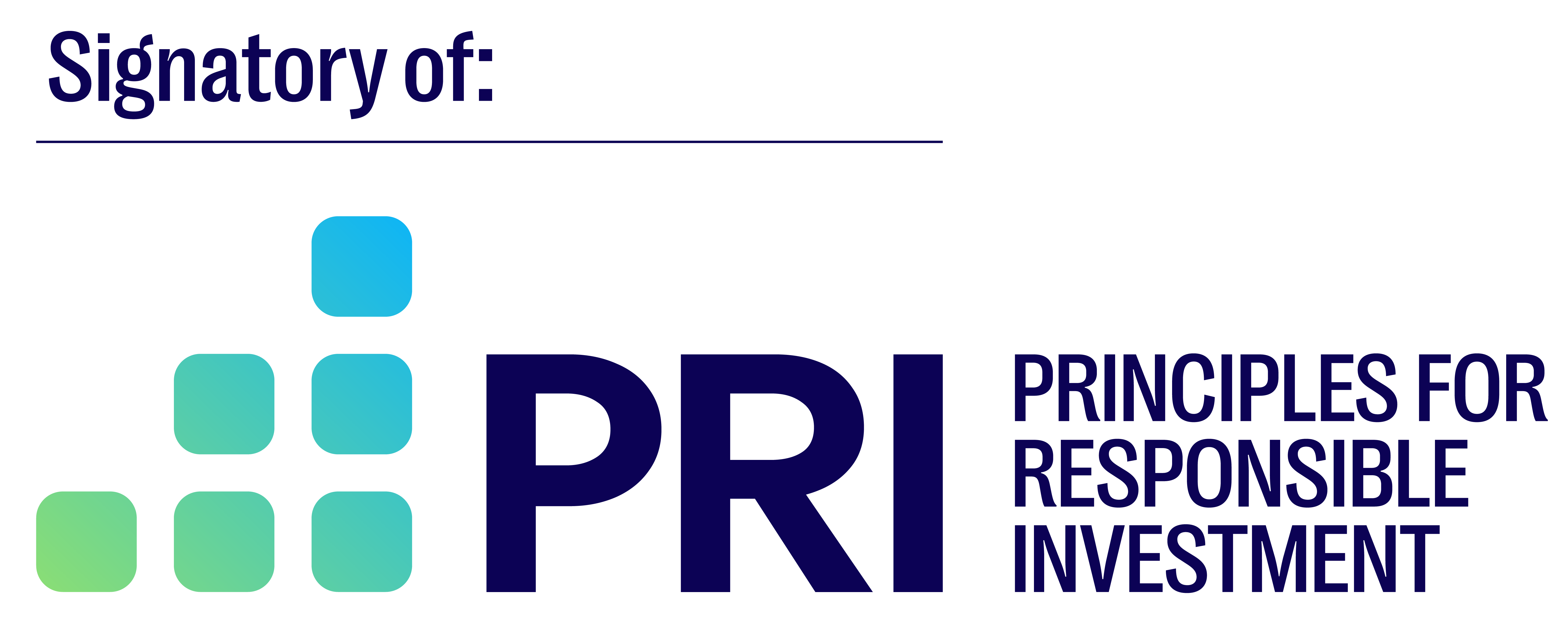Logo der Principles for Responsible Investment (PRI), einer internationalen Initiative für verantwortungsvolles Investieren.